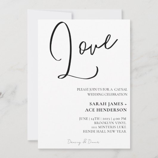 Budget-vriendelijke minimalistische bruiloft uitno kaart (Voorkant)