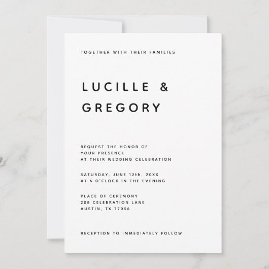 Budget Vriendelijke Moderne Huwelijksuitnodiging Kaart (Voorkant)