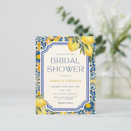 Budget Vrijgezellenfeest  Citroen Mediterraan Uitnodiging Briefkaart (Staand voorkant)