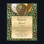 Budget Vrijgezellenfeest emerald green leopard bal<br><div class="desc">Een smaragdgroene en goudluipaard,  cheetah patroonachtergrond. Een gouden lijst en ballonnen. Pas een naam en partijdetails aan en voeg deze toe. De naam wordt geschreven met een handgeschreven stijlmanuscript</div>