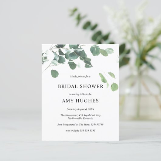 Budget Vrijgezellenfeest Eucalyptus Greenery Invit (Staand voorkant)