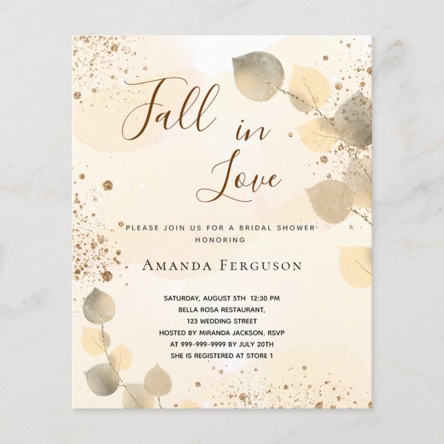 Budget Vrijgezellenfeest herfst gouden eucalyptus (Voorkant)