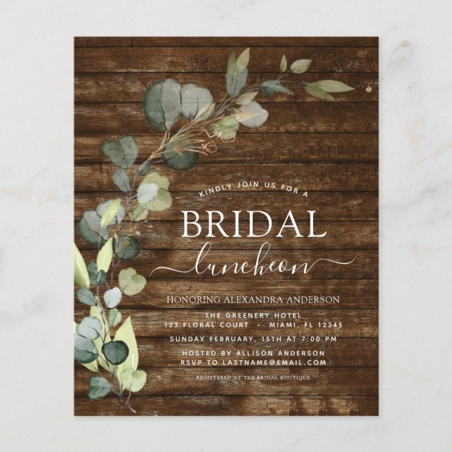 Budget Vrijgezellenfeest Luncheon Greenery Eucalyp (Voorkant)