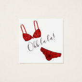 BUDGET Vrijgezellenfeest Red Lingerie Panty Game K Vierkante Visitekaartjes (Achterkant)