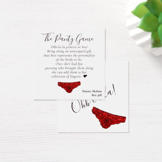 BUDGET Vrijgezellenfeest Red Lingerie Panty Game K Vierkante Visitekaartjes (Bureau)