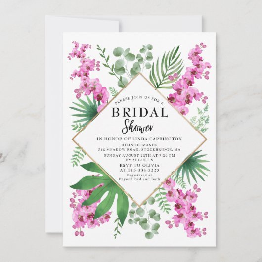 Budget Vrijgezellenfeest Tropische Floral QR Code  Kaart (Voorkant)