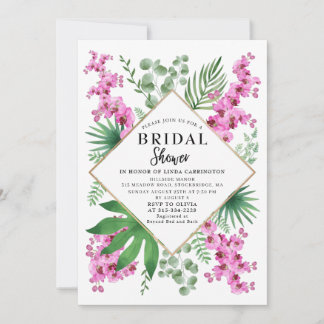 Budget Vrijgezellenfeest Tropische Floral QR Code  Kaart