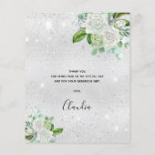 Budget Vrijgezellenfeest zilverwitte florale Dank (Achterkant)