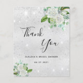 Budget Vrijgezellenfeest zilverwitte florale Dank (Voorkant)