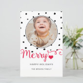 Budget Vrolijk Handgeschreven Foto Kerstkaart (Staand voorkant)