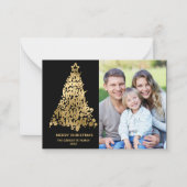 Budget Vrolijk kerstfeest 2 foto goud Notitiekaartje (Voorkant)