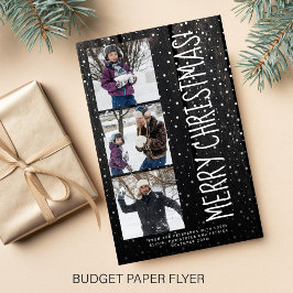 Budget Vrolijk Kerstfeest 3 foto rustiek Vakantie  Flyer