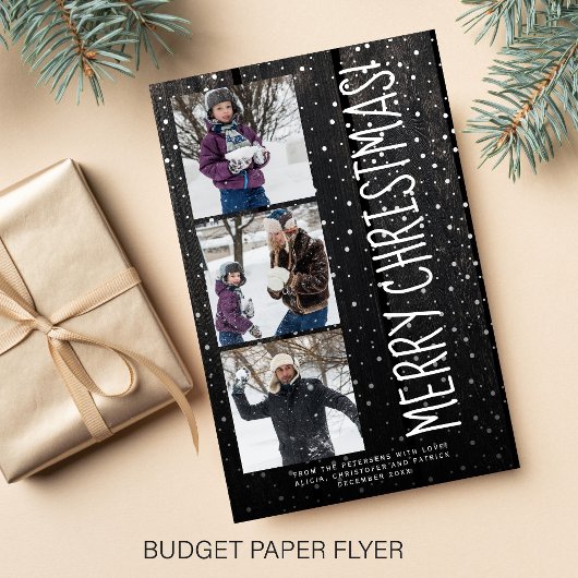 Budget Vrolijk Kerstfeest 3 foto rustiek Vakantie  Flyer