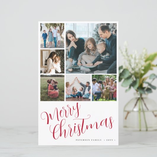 Budget Vrolijk Kerstfeest 6 foto rode typografie k (Staand voorkant)