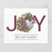 BUDGET Vrolijk kerstfeest Joy Plum Wreatfoto Card (Voorkant)
