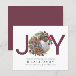 BUDGET Vrolijk kerstfeest Joy Plum Wreatfoto Card
