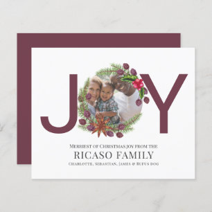 BUDGET Vrolijk kerstfeest Joy Plum Wreatfoto Card