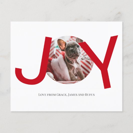 BUDGET Vrolijk kerstfeest Joy Red-fotokaart (Voorkant)