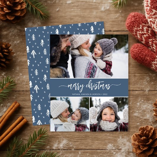 Budget vrolijk kerstfeest Moderne Kaart drie foto'