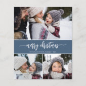 Budget vrolijk kerstfeest Moderne Kaart drie foto' (Voorkant)