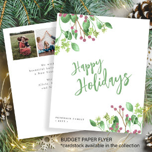 Budget Vrolijke Feestdagen groen foto kerstkaart Flyer