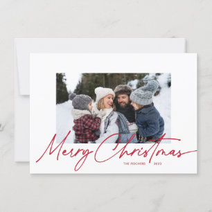 Budget Vrolijke Kerstkalligrafie Eenvoudige 3 Foto Feestdagenkaart