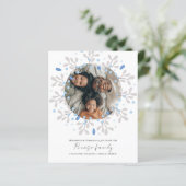 BUDGET Vrolijke Kerstmis Blauwe Krans Fotokaart (Staand voorkant)