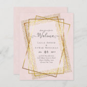 Budget Walima Moslim Huwelijk Gouden Lijst Uitnodi (Voorkant / Achterkant)