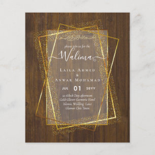 Budget Walima Moslim Huwelijk Gouden Lijst Uitnodi Flyer