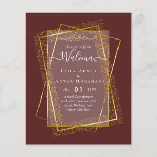 Budget Walima Moslim Huwelijk Gouden Lijst Uitnodi Flyer