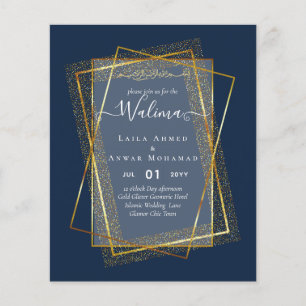 Budget Walima Moslim Trouw Gouden Lijst Uitnodigin Flyer