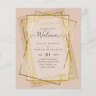 Budget Walima Muslim Wedding Gold Lijst Invite Flyer