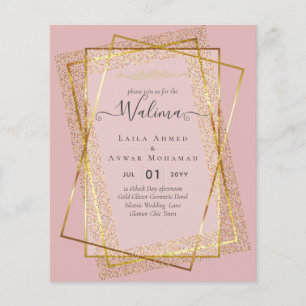 Budget Walima Muslim Wedding Gold Lijst Invite Flyer