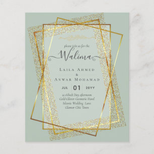 Budget Walima Muslim Wedding Gold Lijst Invite Flyer