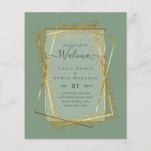 Budget Walima Muslim Wedding Gold Lijst Invite Flyer