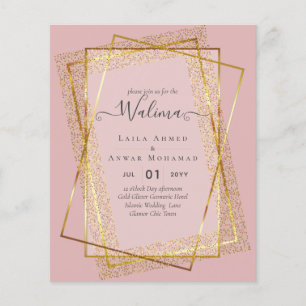 Budget Walima Muslim Wedding Gold Lijst Invite Flyer