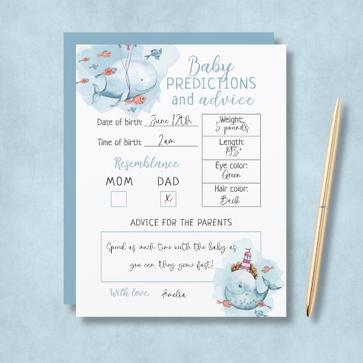 Budget Walvis Baby Shower Baby Voorspellingen & Ad