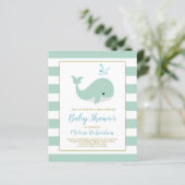 Budget Walvis Drive By Baby Shower Uitnodiging (Staand voorkant)