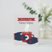 Budget Warme Wensen Koffie Kerst Vakantiekaart (Staand voorkant)