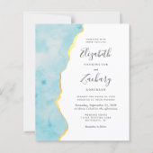 Budget Watercolor Aqua Blue Agate QR Code Wedding (Voorkant)