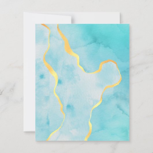 Budget Watercolor Aqua Blue Agate Wedding (Achterkant)