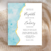 Budget Watercolor Aqua Blue Agate Wedding