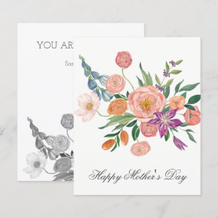 Budget Watercolor Bloemenboeket Moederdagkaart