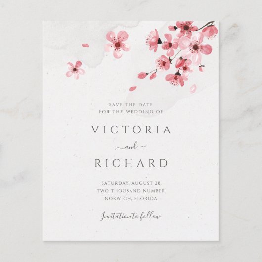 Budget Watercolor Floral Cherry Blossom Wedding (Voorkant)