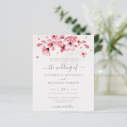 Budget Watercolor Floral Cherry Blossom Wedding (Staand voorkant)