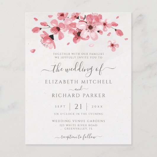 Budget Watercolor Floral Cherry Blossom Wedding (Voorkant)