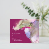 BUDGET Watercolor Huwelijk Abstract Paars  rsvp (Staand voorkant)