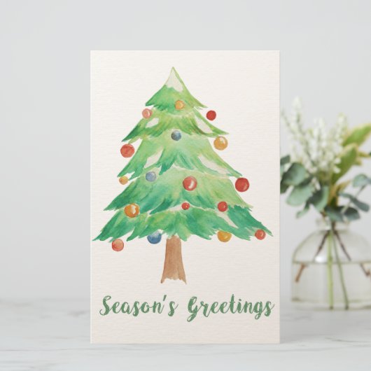Budget Watercolor Kerstboom vakantiekaart (Staand voorkant)