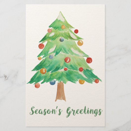 Budget Watercolor Kerstboom vakantiekaart (Voorkant)