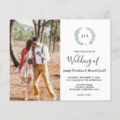 Budget watercolor leaves monogram photo Wedding Flyer (Voorkant)